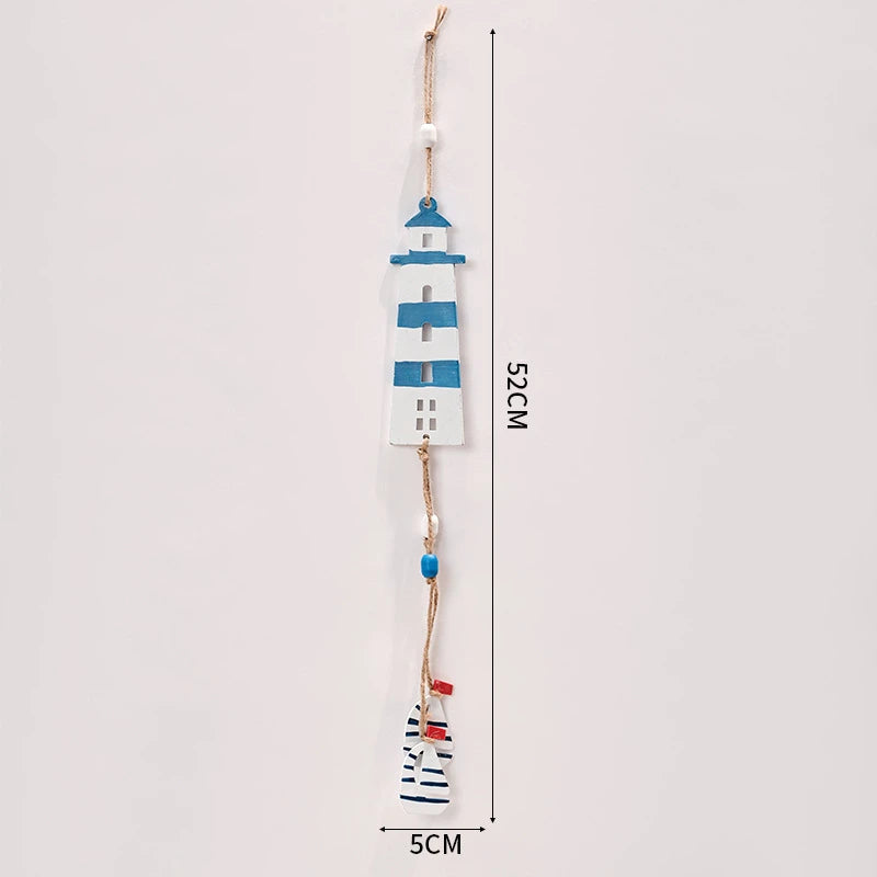 Mediterranean Style Decorative Ornaments Artistic Home Background Kindergarten Wall Hanging Lighthouse Sailboat Wooden Crafts