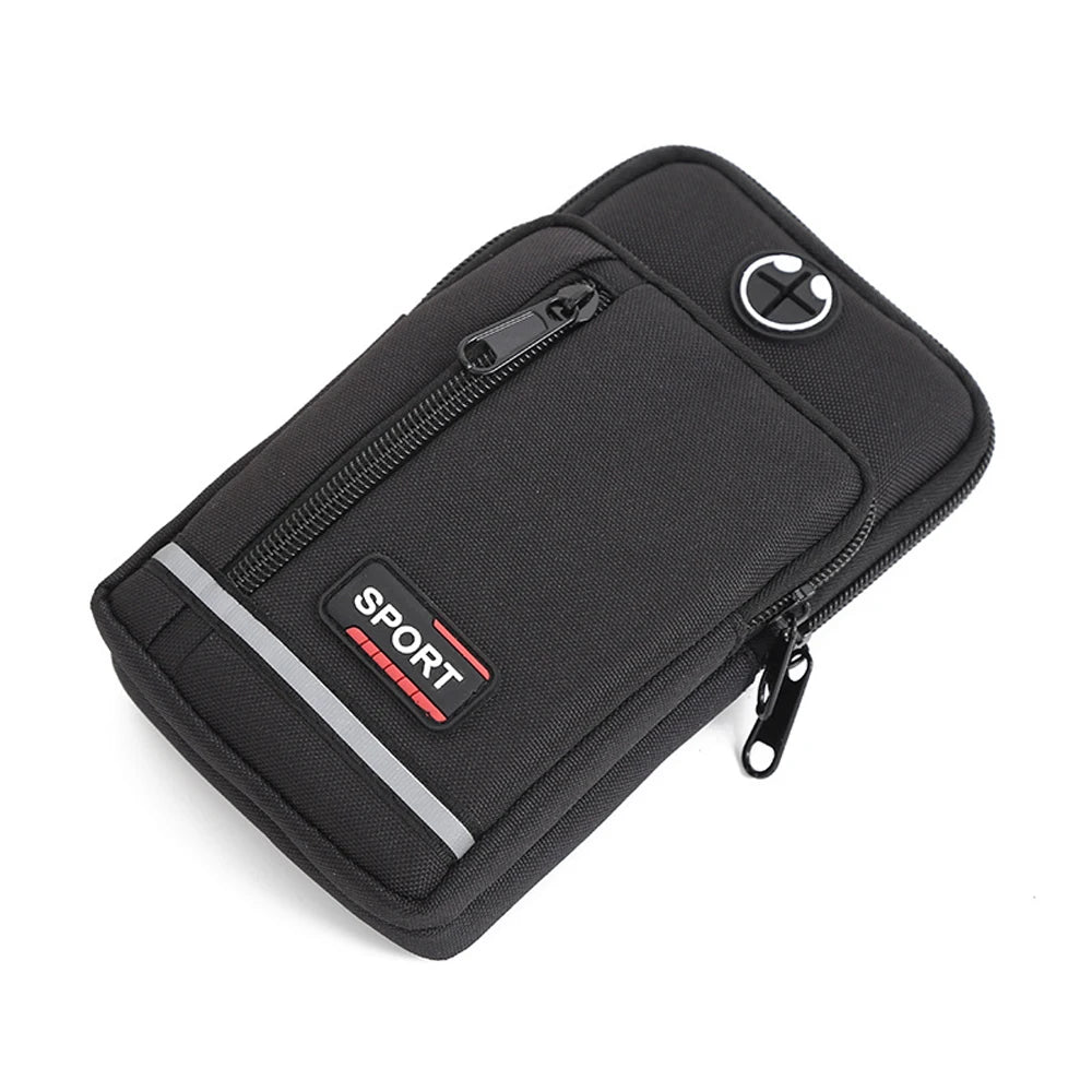 Universal Men's Sports Leisure Mobile Phone Waist Bag Vertical Double-layer Phone Bag Single Shoulder Crossbody Bag Coin Purse