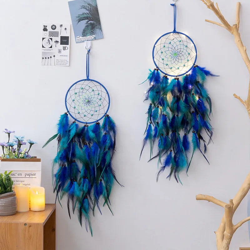 Blue Dream Catcher Hanging Home Decor Feahter Dreamcatcher Catchers Aesthetic Living Girl Room Bedroom Decoration Nordic Style