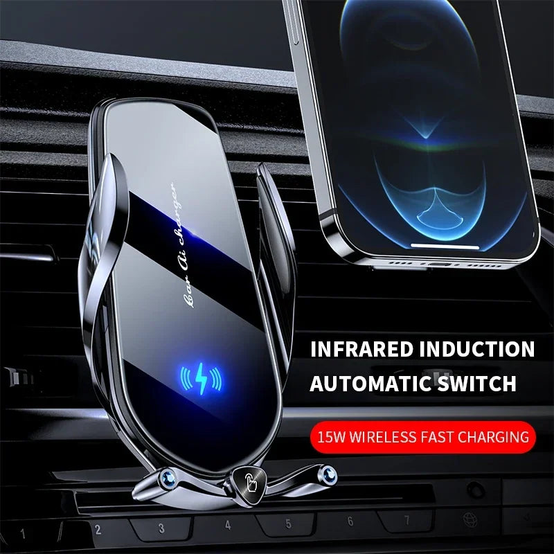 Car Phone Holder 15W Wireless Fast Charger Magnetic Charger Head Touch Control for iPhone 12 13 14 15 Pro Max Xiaomi Huawei