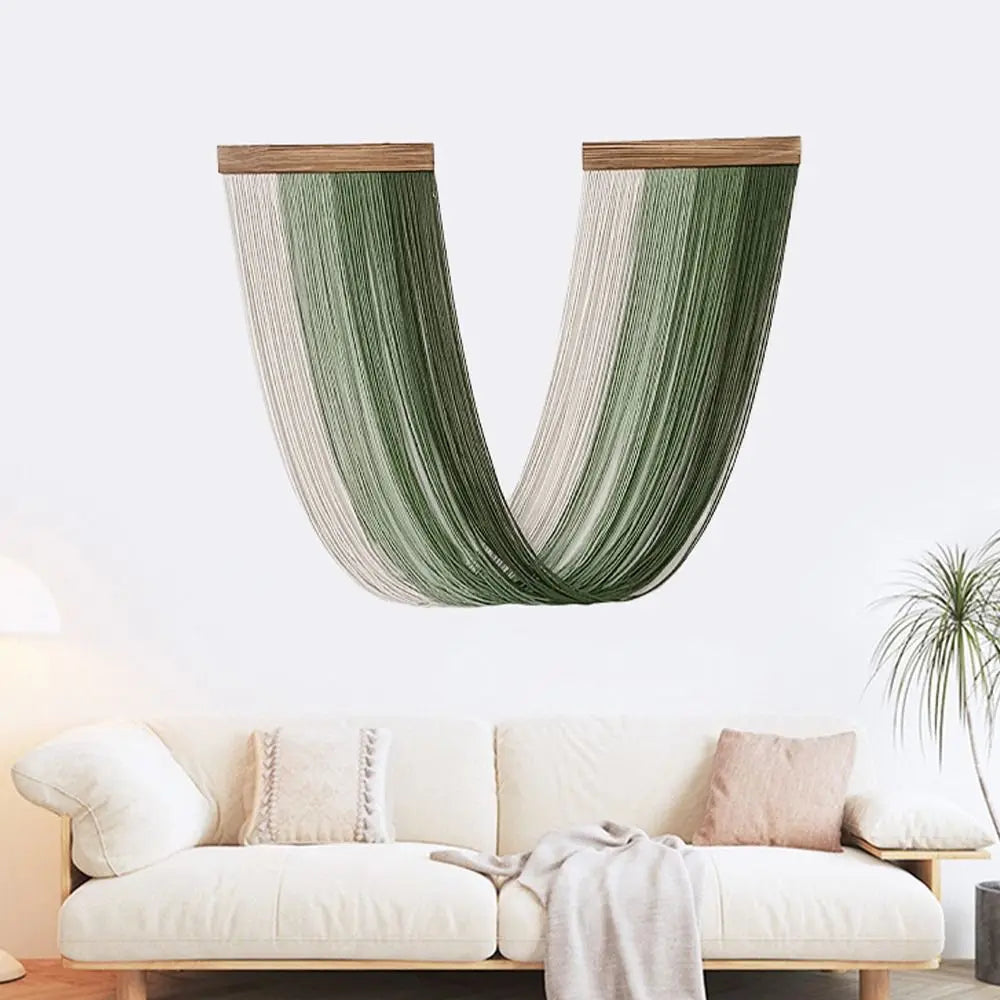 Boho Decor Wooden Wall Hanging Tapestry Tassel Hand-Woven Curtain Tapestry Aesthetic Cotton Rope Tapestry Apartment