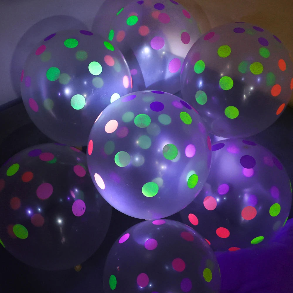 60/10PCS Fluorescent Balloons Glow In The Dark Luminous Dots Latex Balloon For Birthday Wedding Party Decoration Kids Gifts Toys