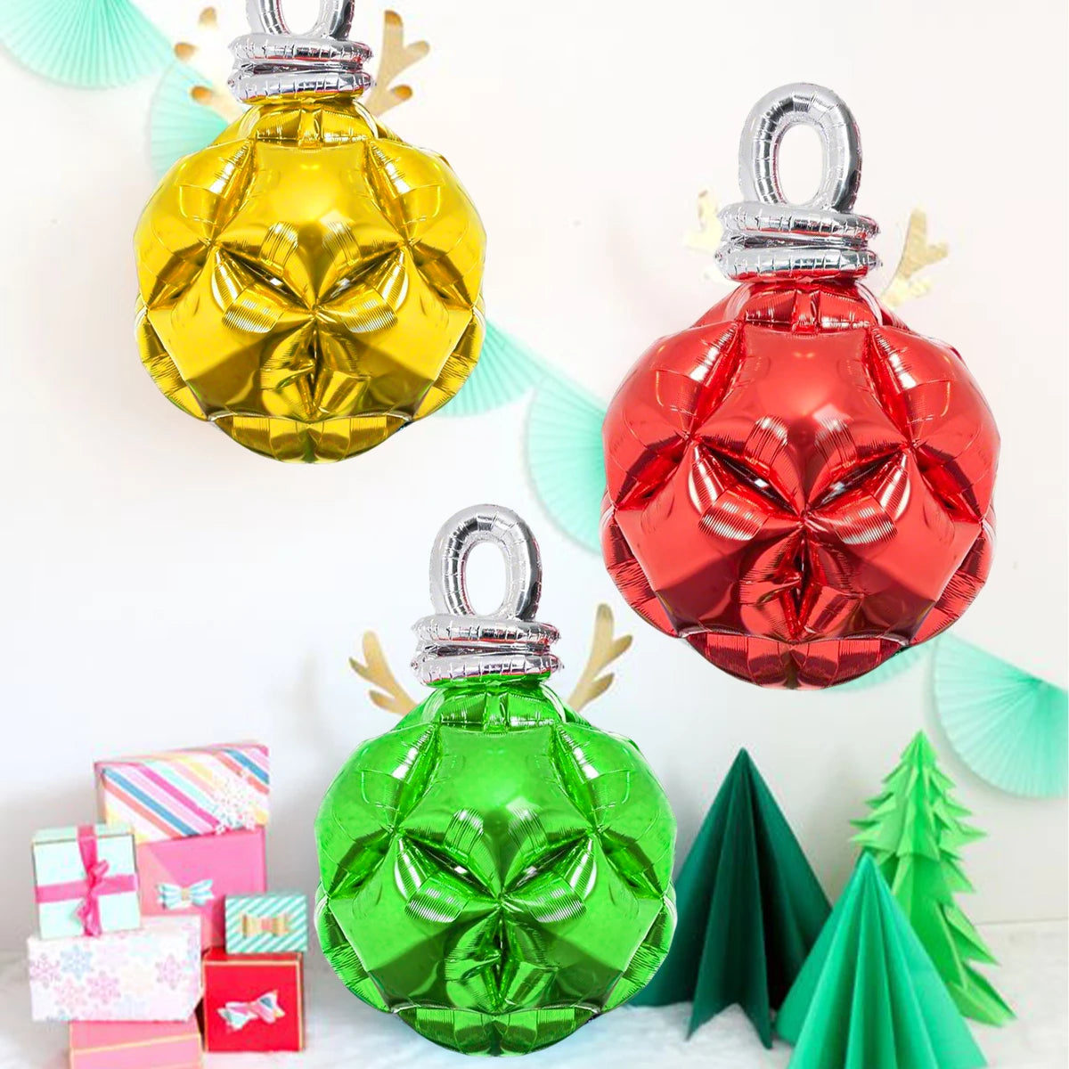 15pcs Christmas bulb decoration balloons, DIY Christmas balloons, Christmas party decorations, bulb hanging balloons