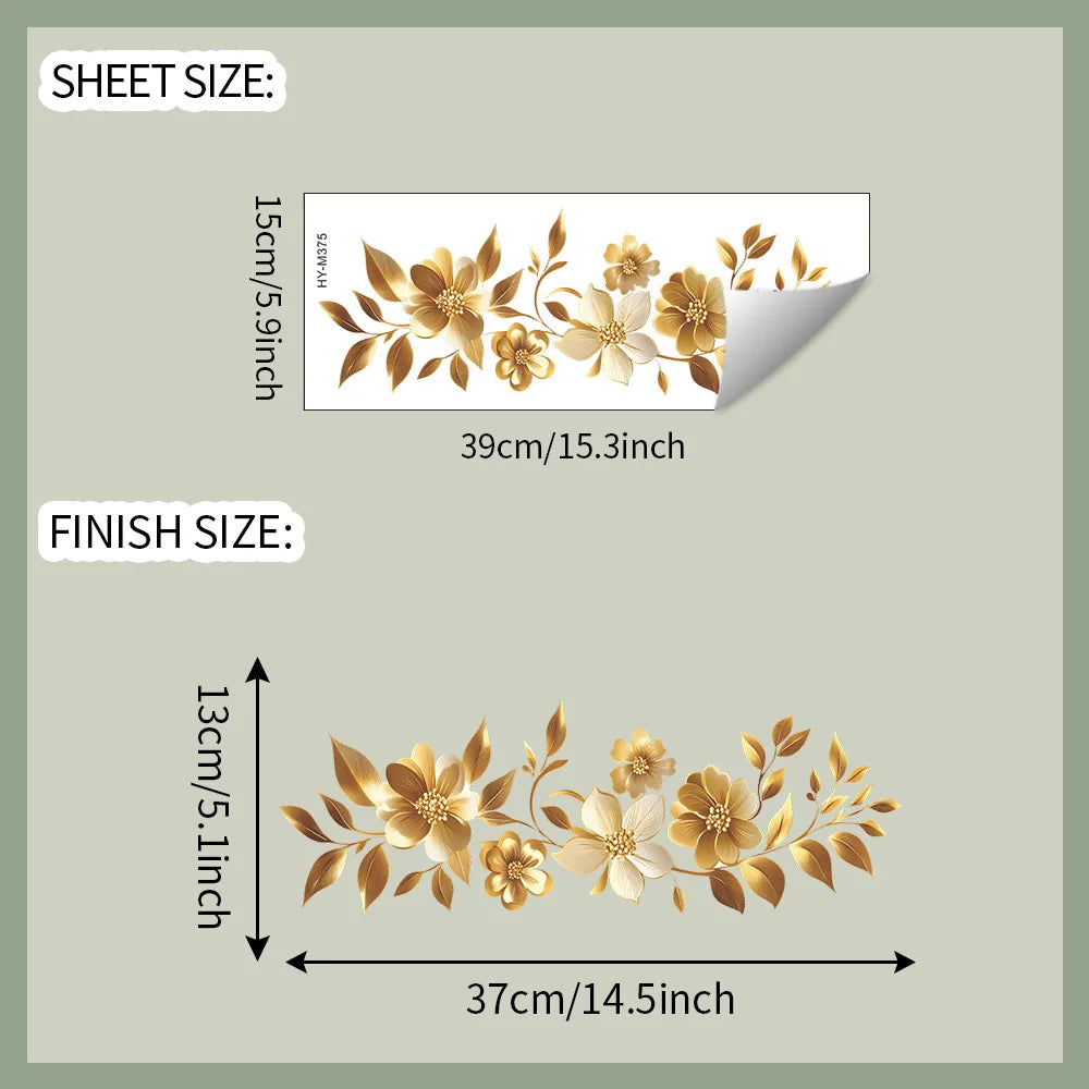 Creative Golden Floral Aesthetic Home Decoration Wallpaper Living Room Modern Art Mural Bedroom Toilet Decal Bathroom Wall Decor