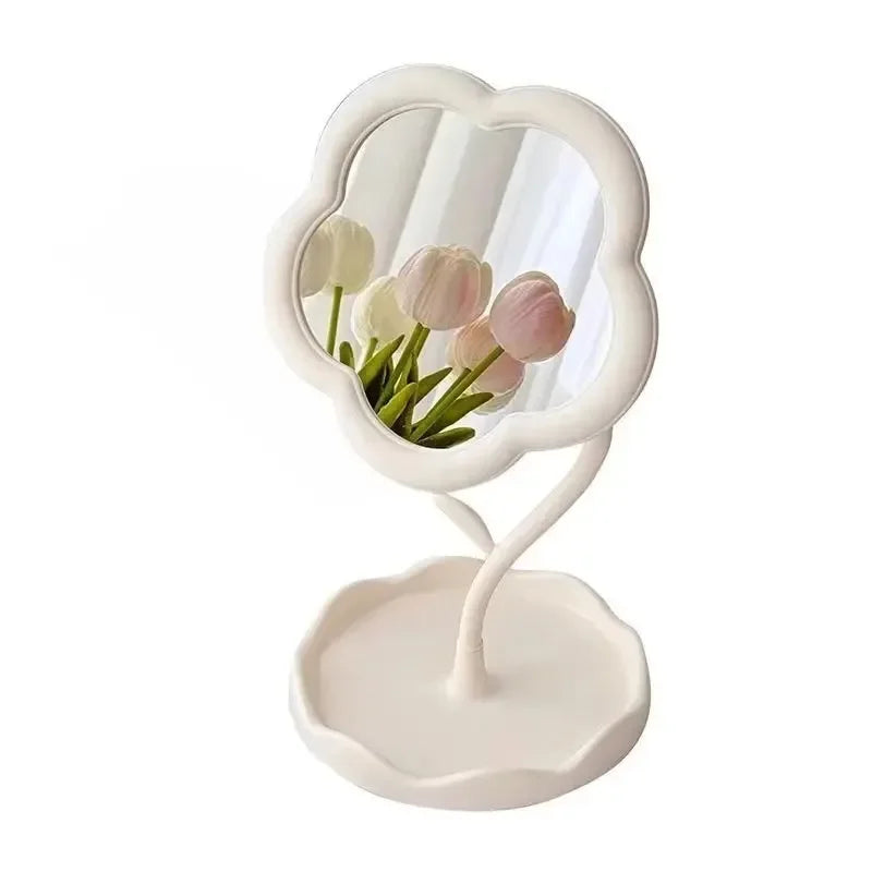 Desktop Flower Mirror Creative Dorm Room Decor Makeup Vanity Mirror Gao Yan Style High Aesthetic Value Bedroom Home Decoration