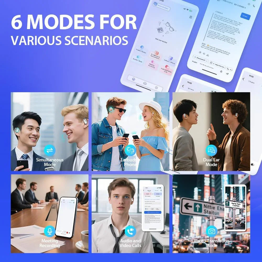 UYUXIO Real Time AI Translating Earphone with LCD Touch Screen OWS Translation Earbuds with 144 Languages Ear Buds for Business