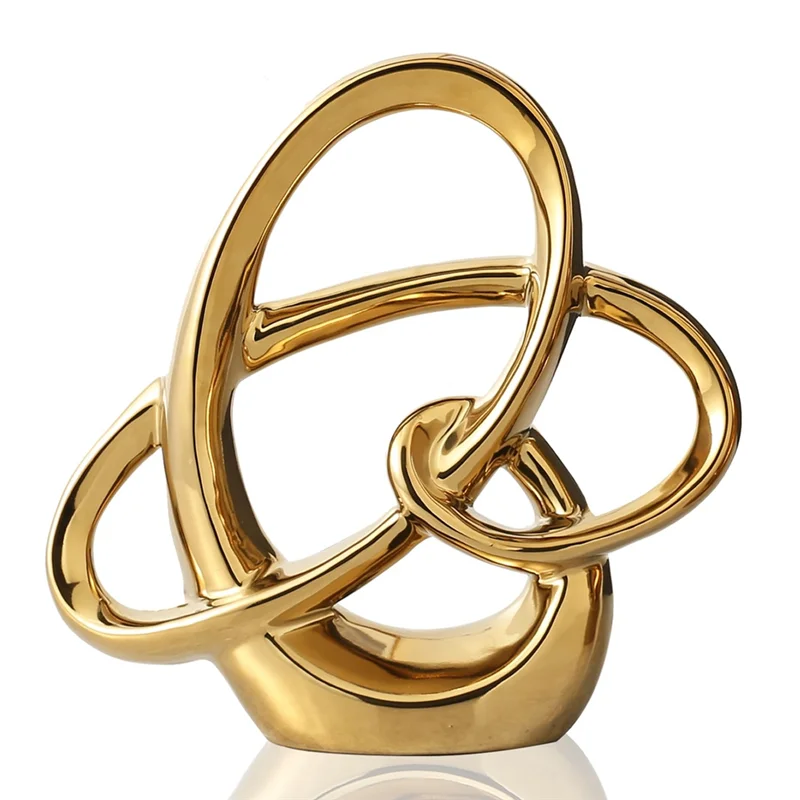 ABYN-Modern Gold Decor  Geometric Sculpture, Abstract Home Accent & Tabletop Figurine