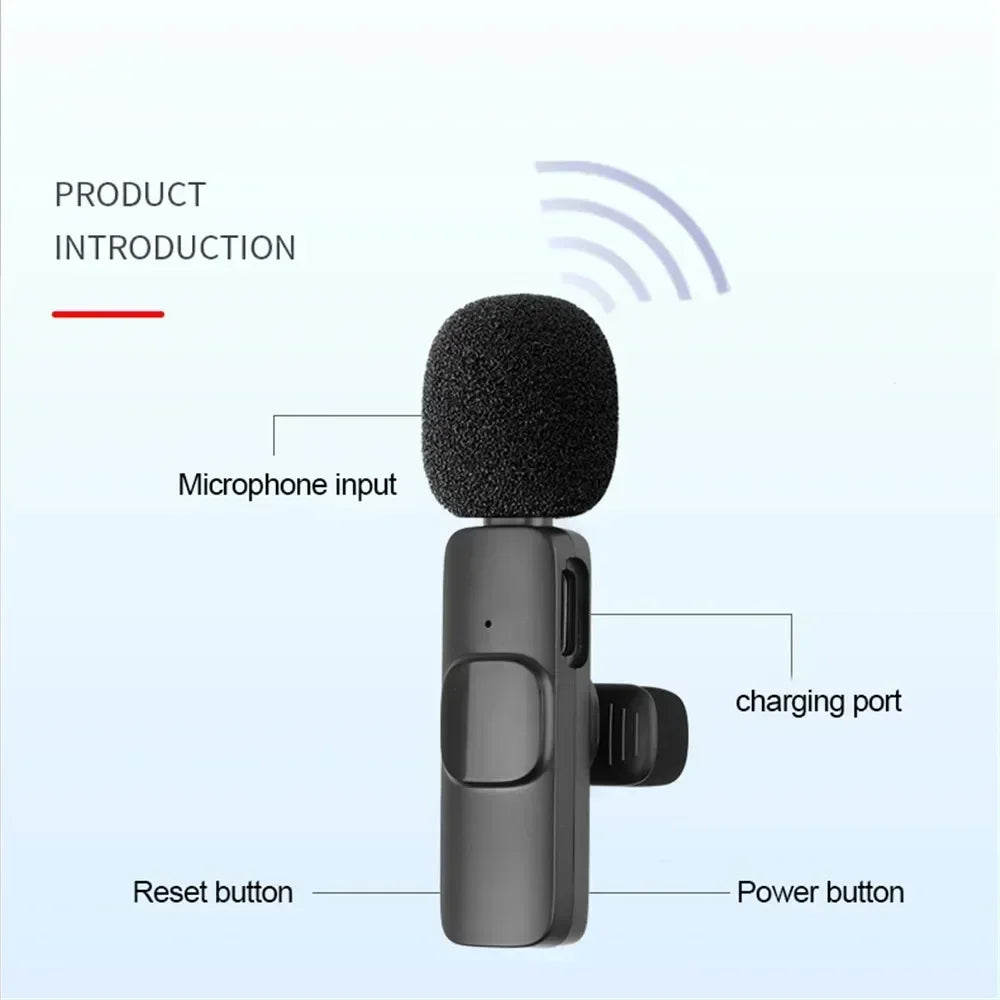 Wireless Lavalier Microphone Portable Audio Video Recording Mini Mic For iPhone Android Live Broadcast Gaming Phone With Receive