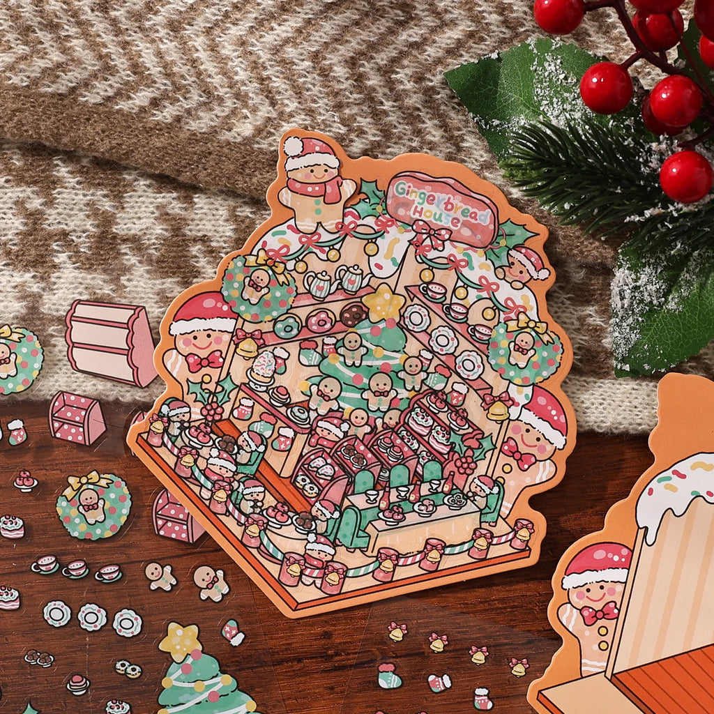 Christmas 3D Scene Stickers - 3pcs Festive Diorama Decals for DIY Journals & Crafts