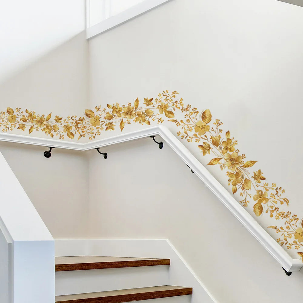 Creative Golden Floral Aesthetic Home Decoration Wallpaper Living Room Modern Art Mural Bedroom Toilet Decal Bathroom Wall Decor