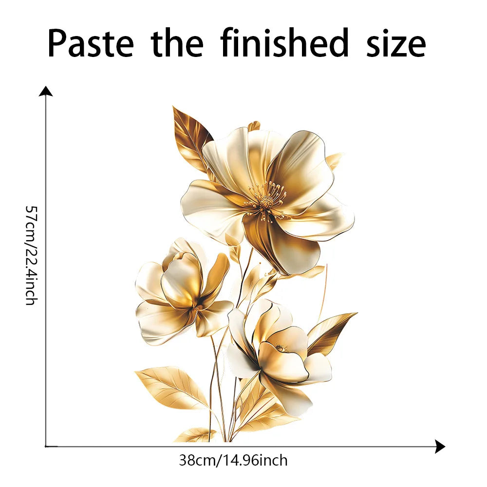 Creative Golden Floral Aesthetic Home Decoration Wallpaper Living Room Modern Art Mural Bedroom Toilet Decal Bathroom Wall Decor