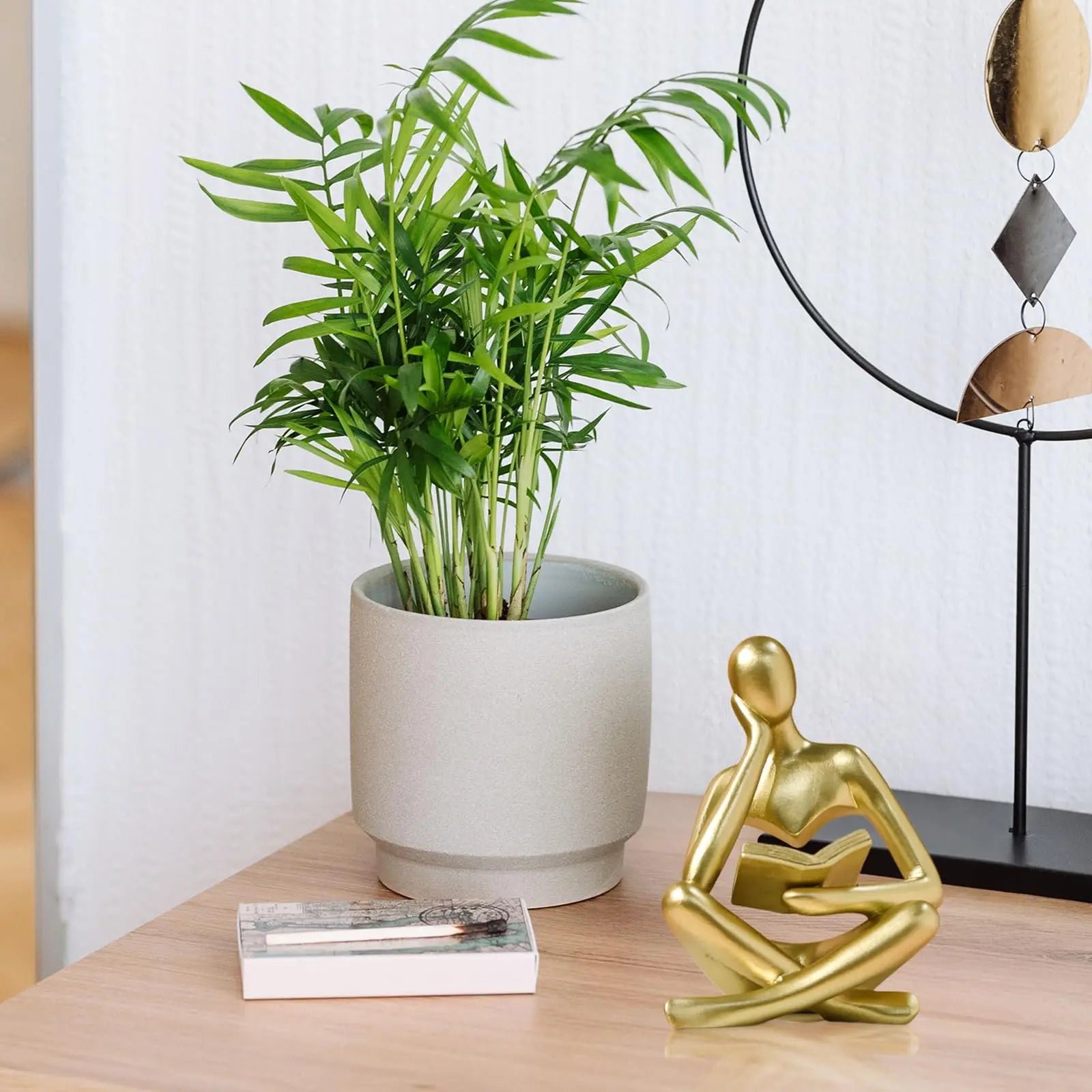 Bookshelf Decor Thinker Statue - Abstract Art Reading Thinker Sculpture Figurine Aesthetic, Modern Home Decoration for Living