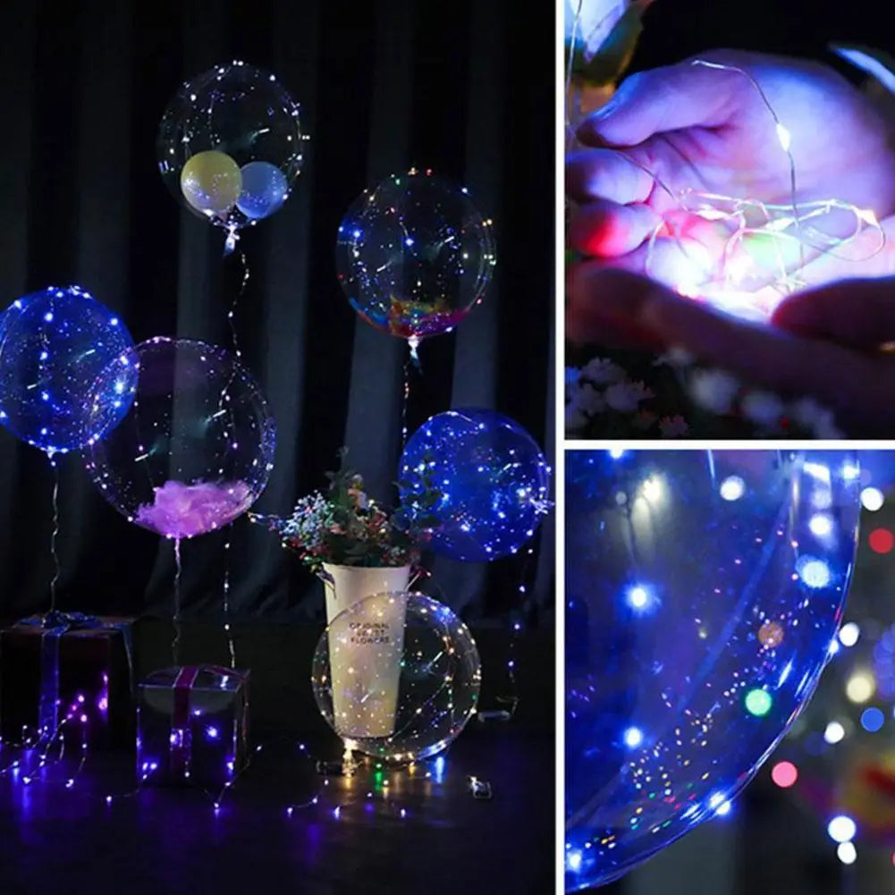 3PCS LED Balloon With Light Transparent Helium Bobo Ballons For Wedding Birthday Christmas Party Decoration LED Light Balloons