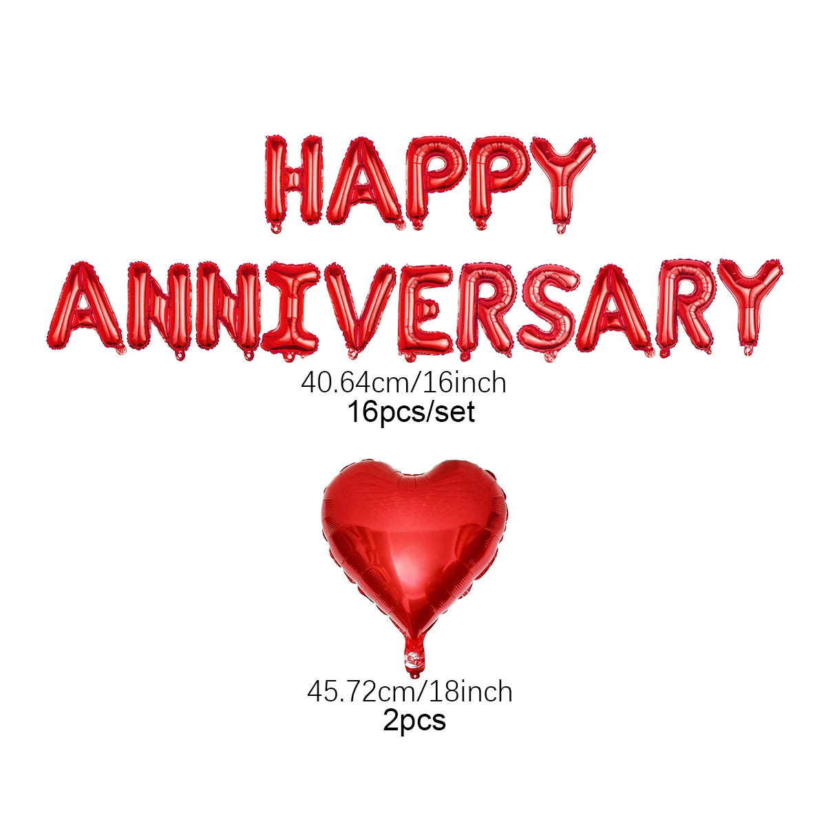 18pcs Happy Anniversary Decorative Balloon Banners, Suitable for Valentine's Day, Anniversary, Romantic Home Decoration