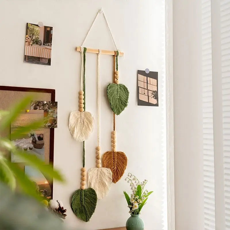 1pc Tapestry Woven Wall Hanging Tapestry Home Wall Decor Wood Bead Crafts Bedroom Living Room Decor Aesthetic Gift