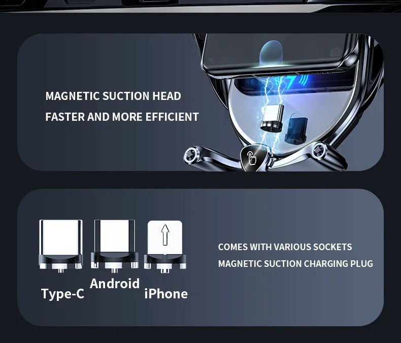 Car Phone Holder 15W Wireless Fast Charger Magnetic Charger Head Touch Control for iPhone 12 13 14 15 Pro Max Xiaomi Huawei