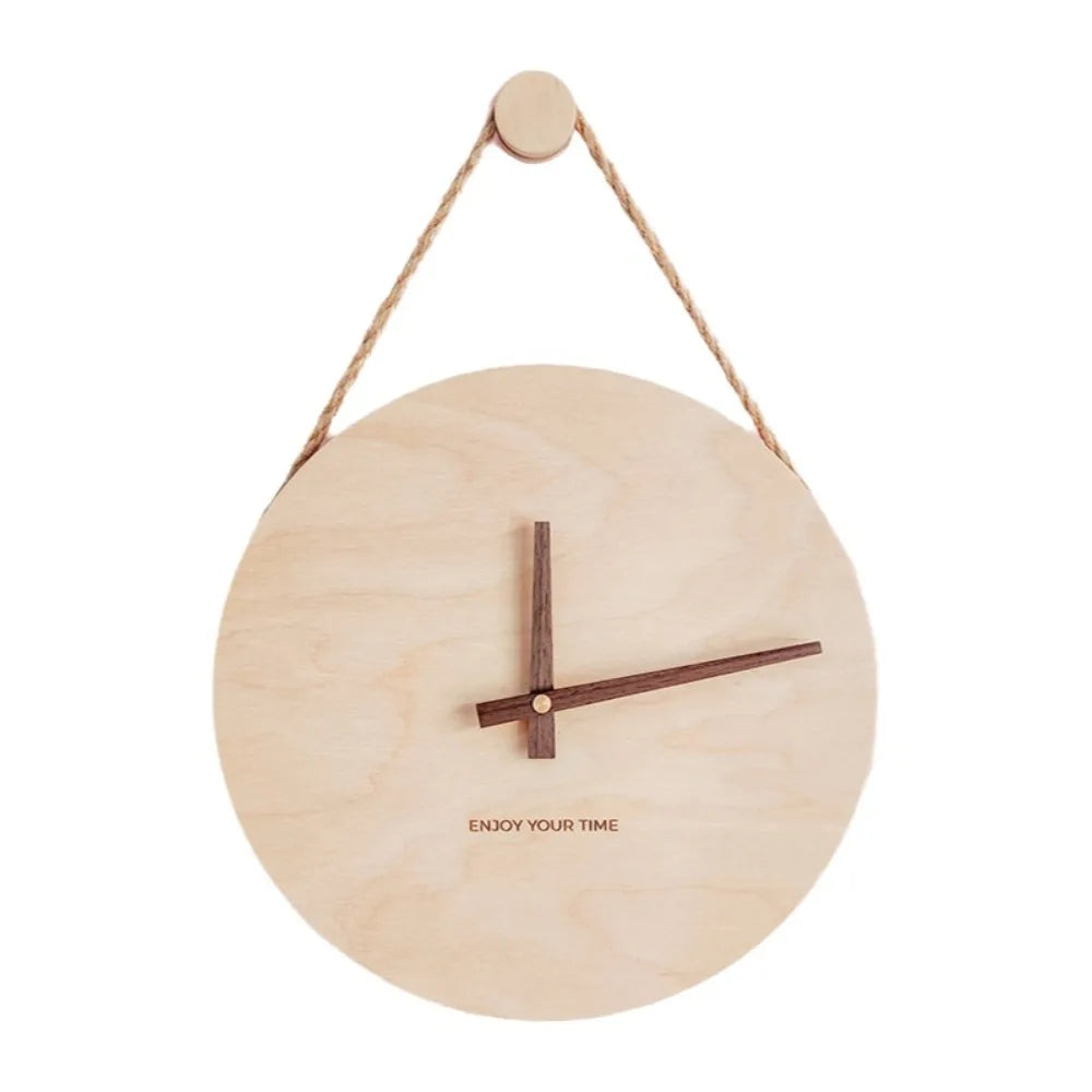 Home Decor Round Solid Wood Clock Hanging Minimalist Aesthetic Clock Nordic Style Wall Clock Living Room