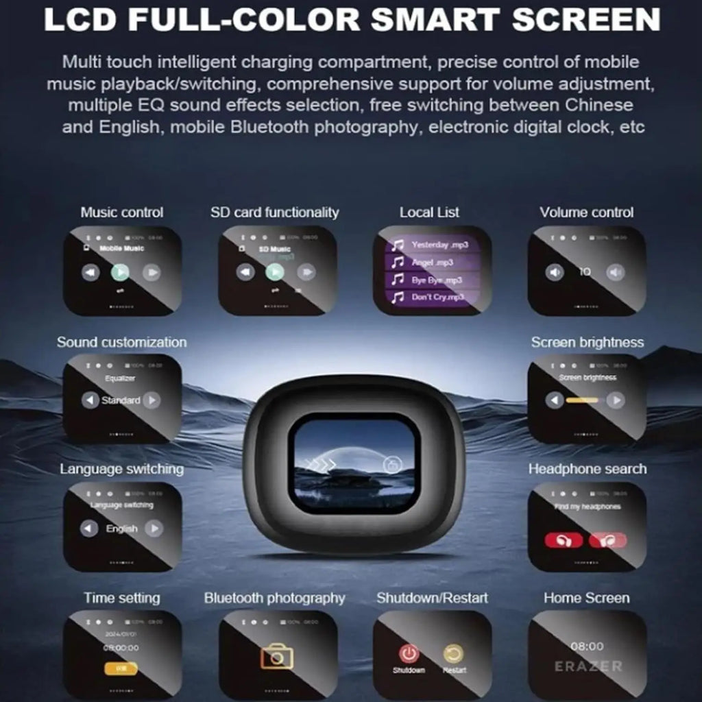 UYUXIO Real Time AI Translating Earphone with LCD Touch Screen OWS Translation Earbuds with 144 Languages Ear Buds for Business