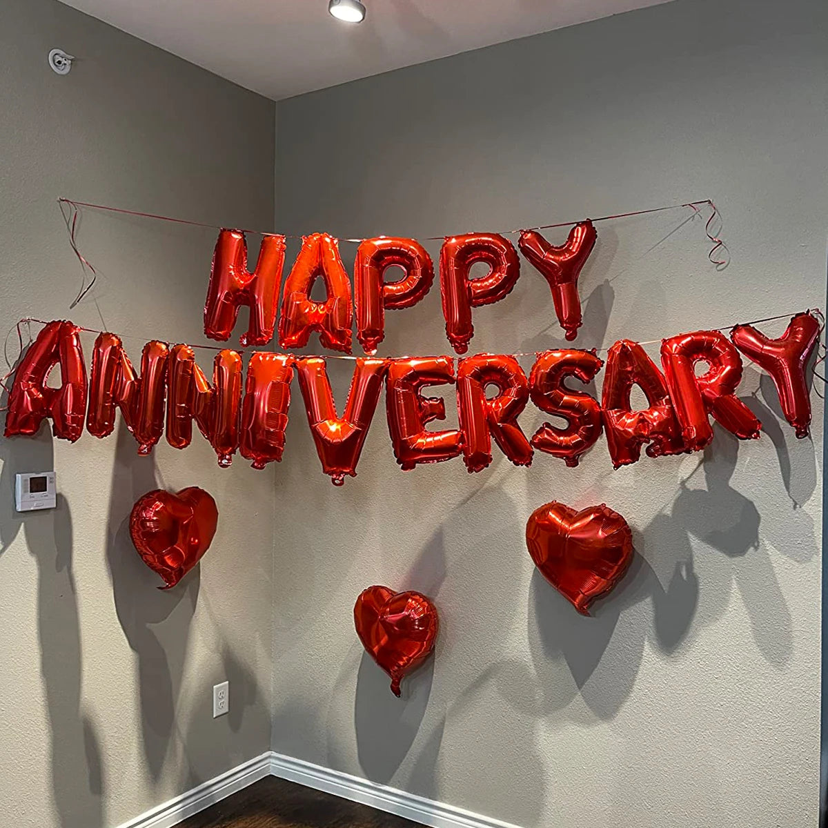 18pcs Happy Anniversary Decorative Balloon Banners, Suitable for Valentine's Day, Anniversary, Romantic Home Decoration