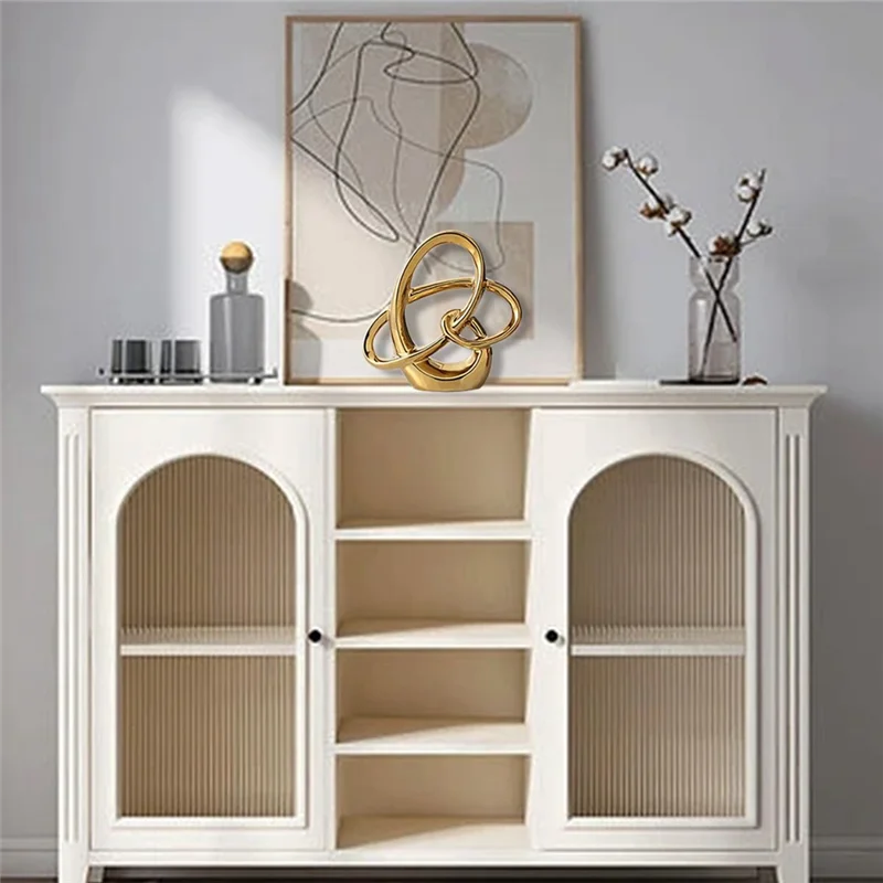 ABYN-Modern Gold Decor  Geometric Sculpture, Abstract Home Accent & Tabletop Figurine
