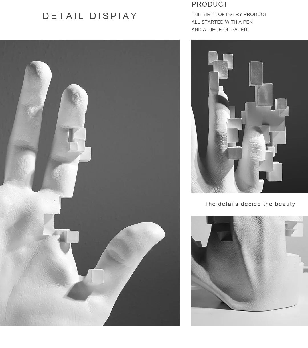 Home Living Room Decorations Abstract Art Palm Modern Luxury Table Hand Sculpture House Accessories Aesthetic Figurines Decor