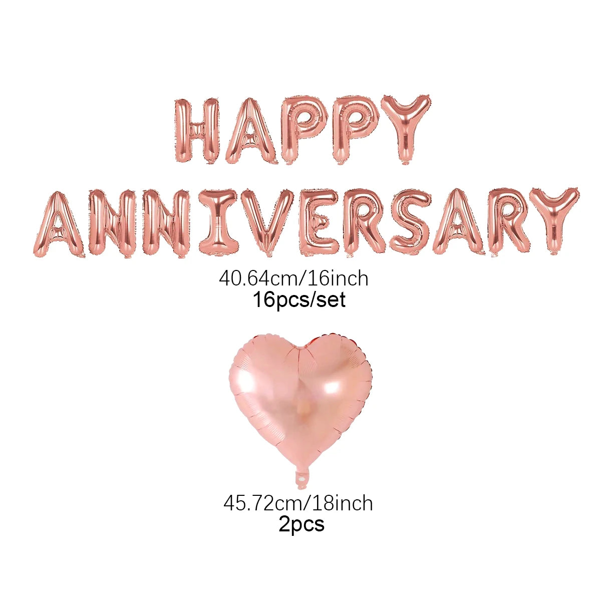 18pcs Happy Anniversary Decorative Balloon Banners, Suitable for Valentine's Day, Anniversary, Romantic Home Decoration