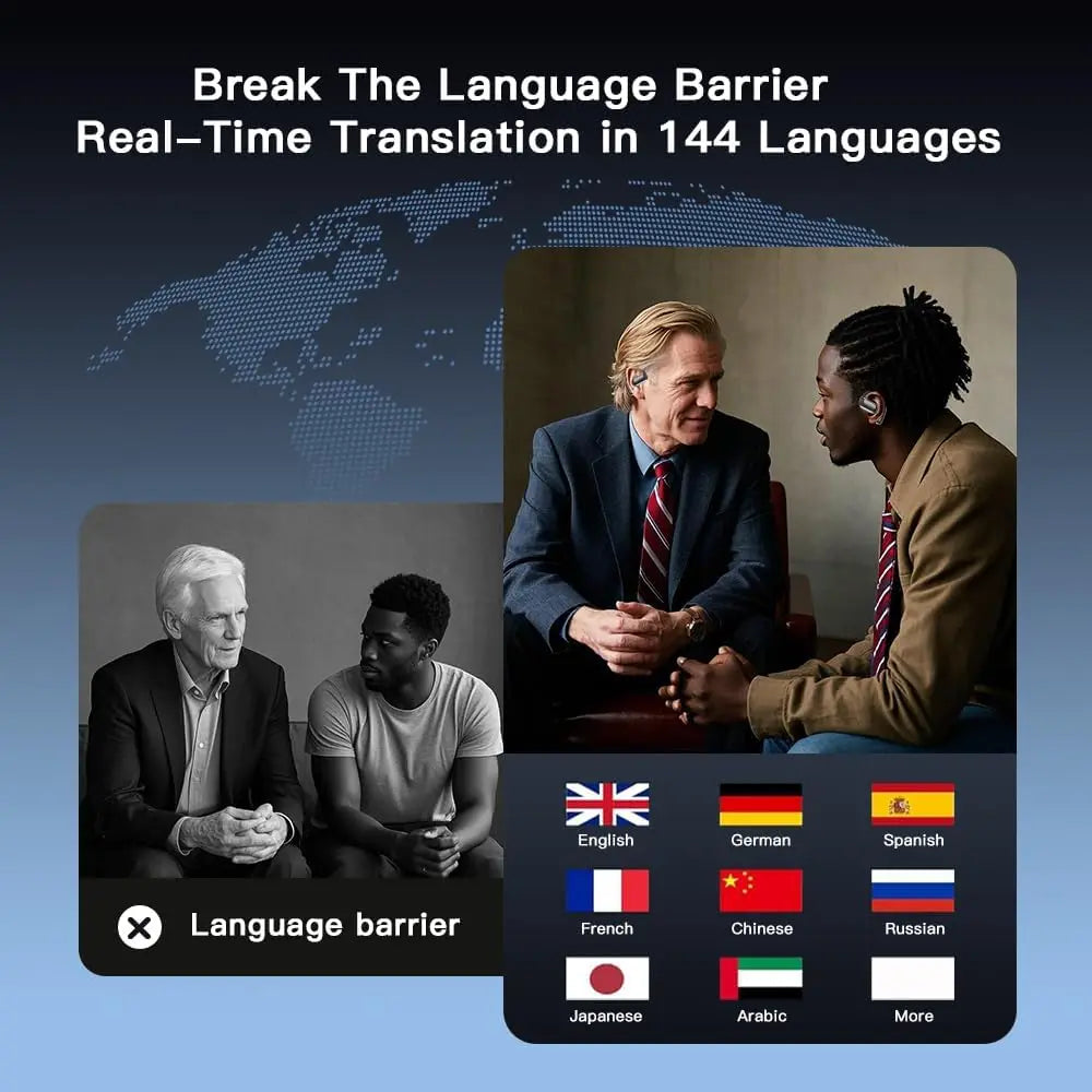 UYUXIO Real Time AI Translating Earphone with LCD Touch Screen OWS Translation Earbuds with 144 Languages Ear Buds for Business