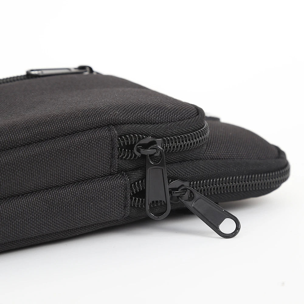 Universal Men's Sports Leisure Mobile Phone Waist Bag Vertical Double-layer Phone Bag Single Shoulder Crossbody Bag Coin Purse