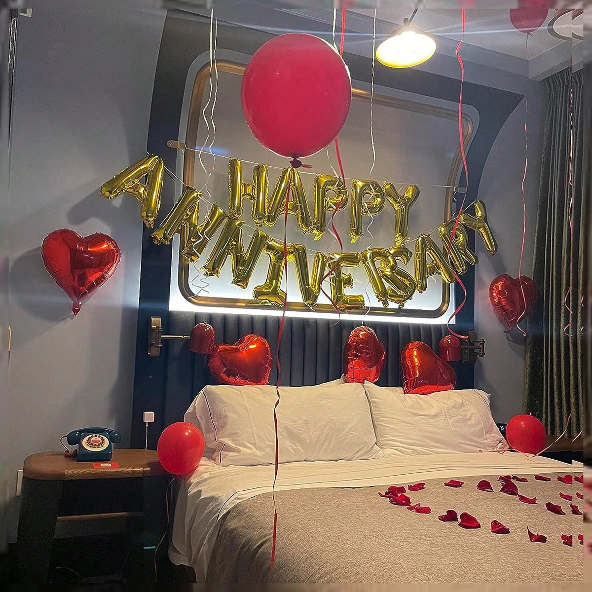 18pcs Happy Anniversary Decorative Balloon Banners, Suitable for Valentine's Day, Anniversary, Romantic Home Decoration
