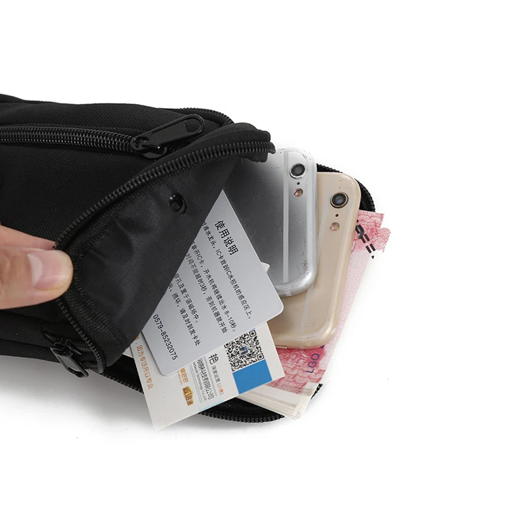 Universal Men's Sports Leisure Mobile Phone Waist Bag Vertical Double-layer Phone Bag Single Shoulder Crossbody Bag Coin Purse