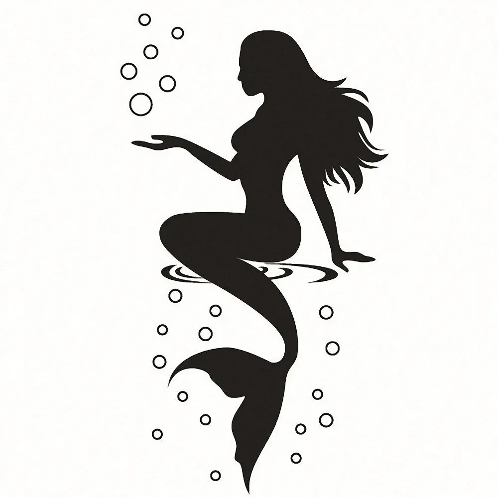 Aesthetic Mermaid Wall Stickers Fashion Design Beautiful Waterproof Decals for Toilet  Bathroom Bedroom Decor Home Decoration