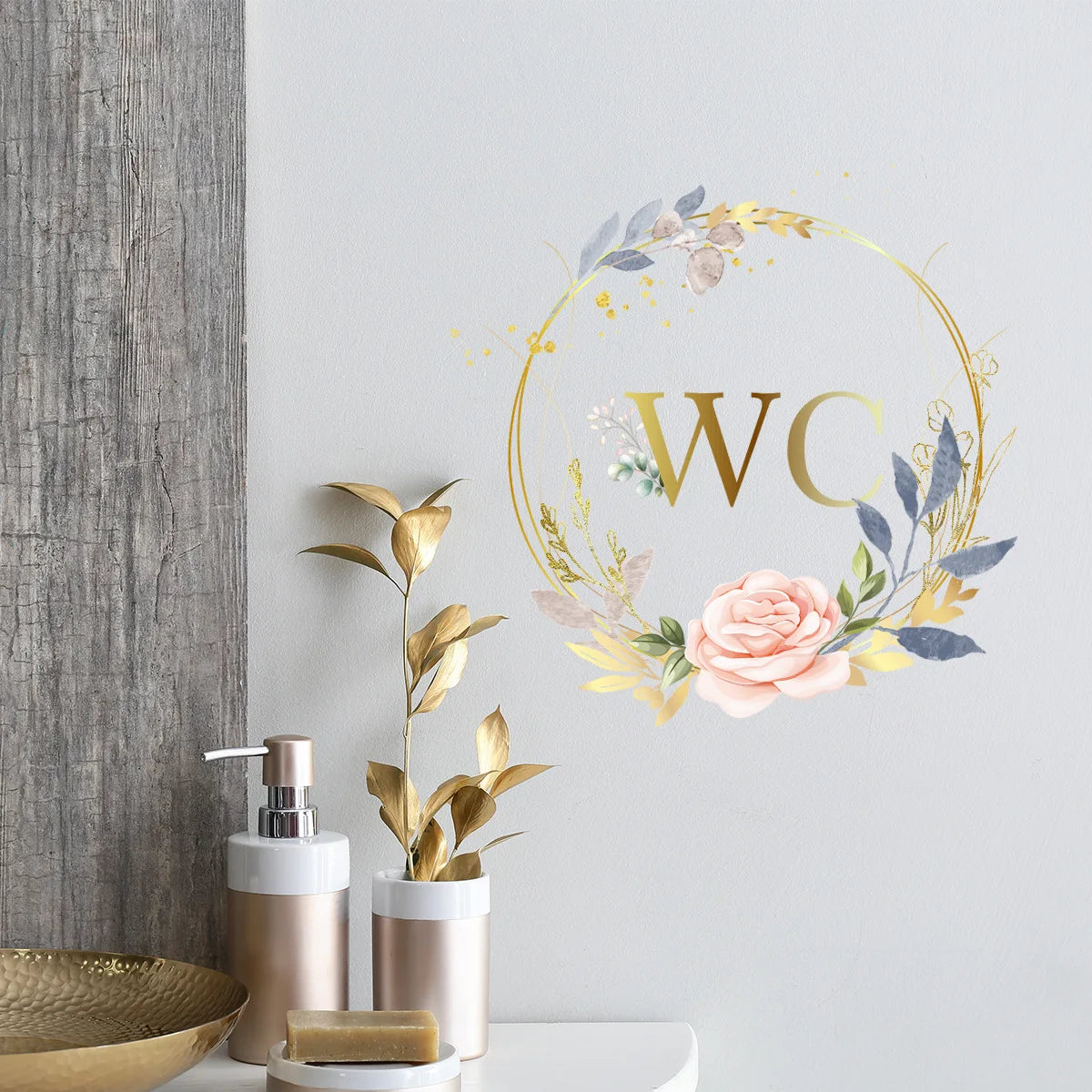 Creative Golden Floral Aesthetic Home Decoration Wallpaper Living Room Modern Art Mural Bedroom Toilet Decal Bathroom Wall Decor