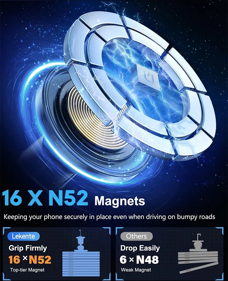 UYUXIO Magnetic Wireless Car Phone Charger Adapter 15W Air Vent Magnetic Car Phone Holder for iPhone 16 15 14 13 12 Pro Max Plus