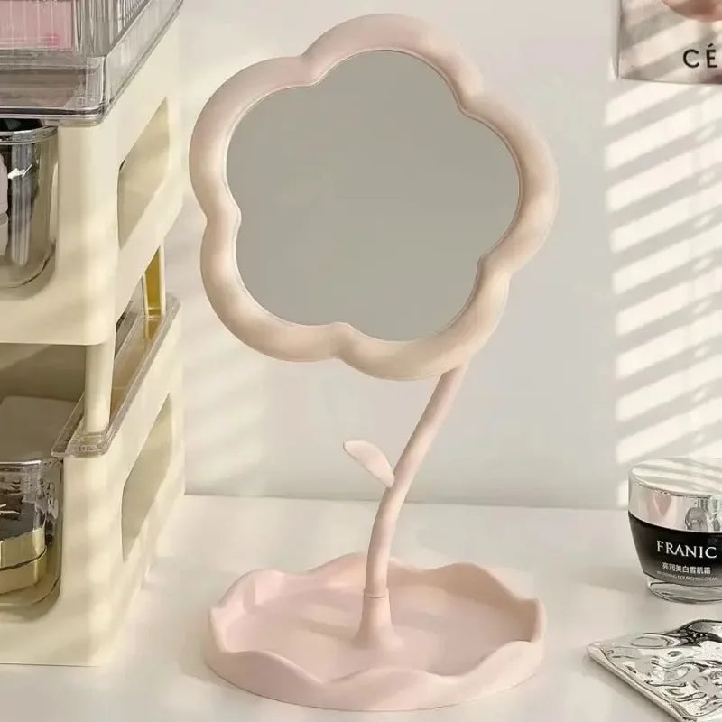 Desktop Flower Mirror Creative Dorm Room Decor Makeup Vanity Mirror Gao Yan Style High Aesthetic Value Bedroom Home Decoration