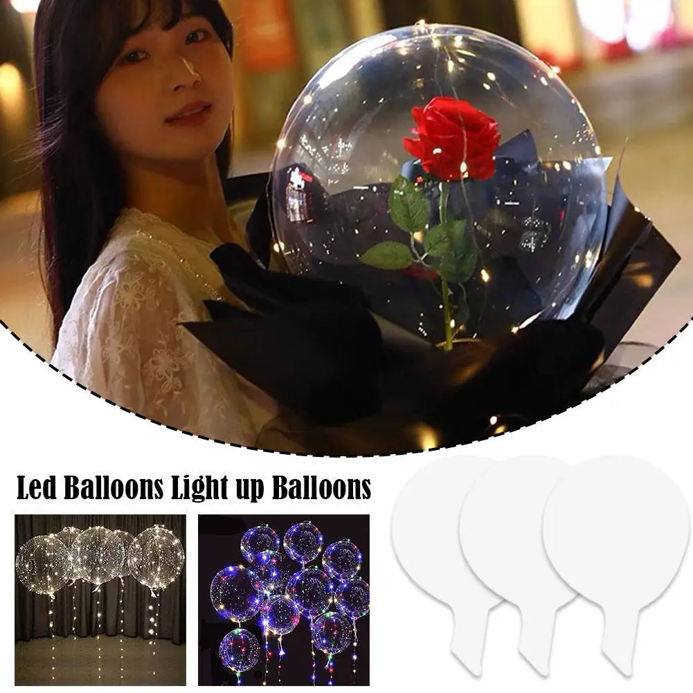 3PCS LED Balloon With Light Transparent Helium Bobo Ballons For Wedding Birthday Christmas Party Decoration LED Light Balloons