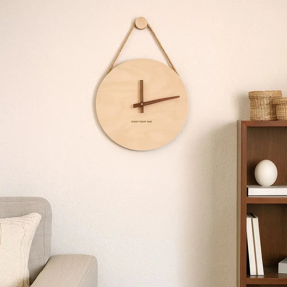 Home Decor Round Solid Wood Clock Hanging Minimalist Aesthetic Clock Nordic Style Wall Clock Office