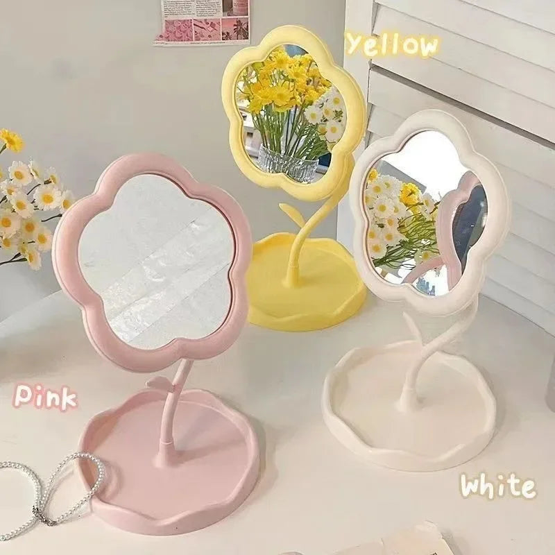 Desktop Flower Mirror Creative Dorm Room Decor Makeup Vanity Mirror Gao Yan Style High Aesthetic Value Bedroom Home Decoration