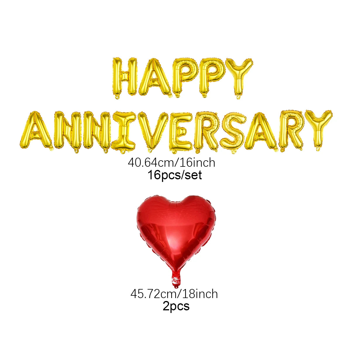 18pcs Happy Anniversary Decorative Balloon Banners, Suitable for Valentine's Day, Anniversary, Romantic Home Decoration