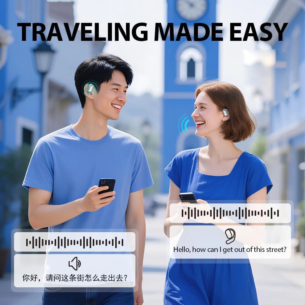 UYUXIO Real Time AI Translating Earphone with LCD Touch Screen OWS Translation Earbuds with 144 Languages Ear Buds for Business