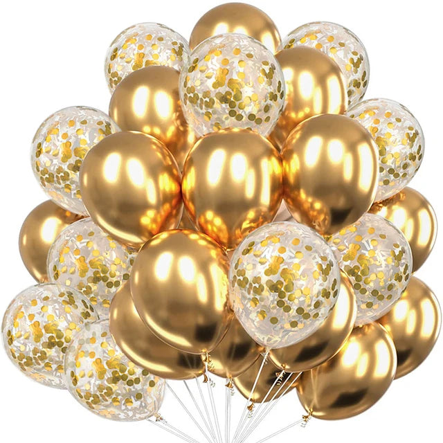 20pcs 12inch Confetti Metallic chrome Balloons Latex Ballon Anniversary Wedding Birthday Party Decors Baby Shower Helium Globos