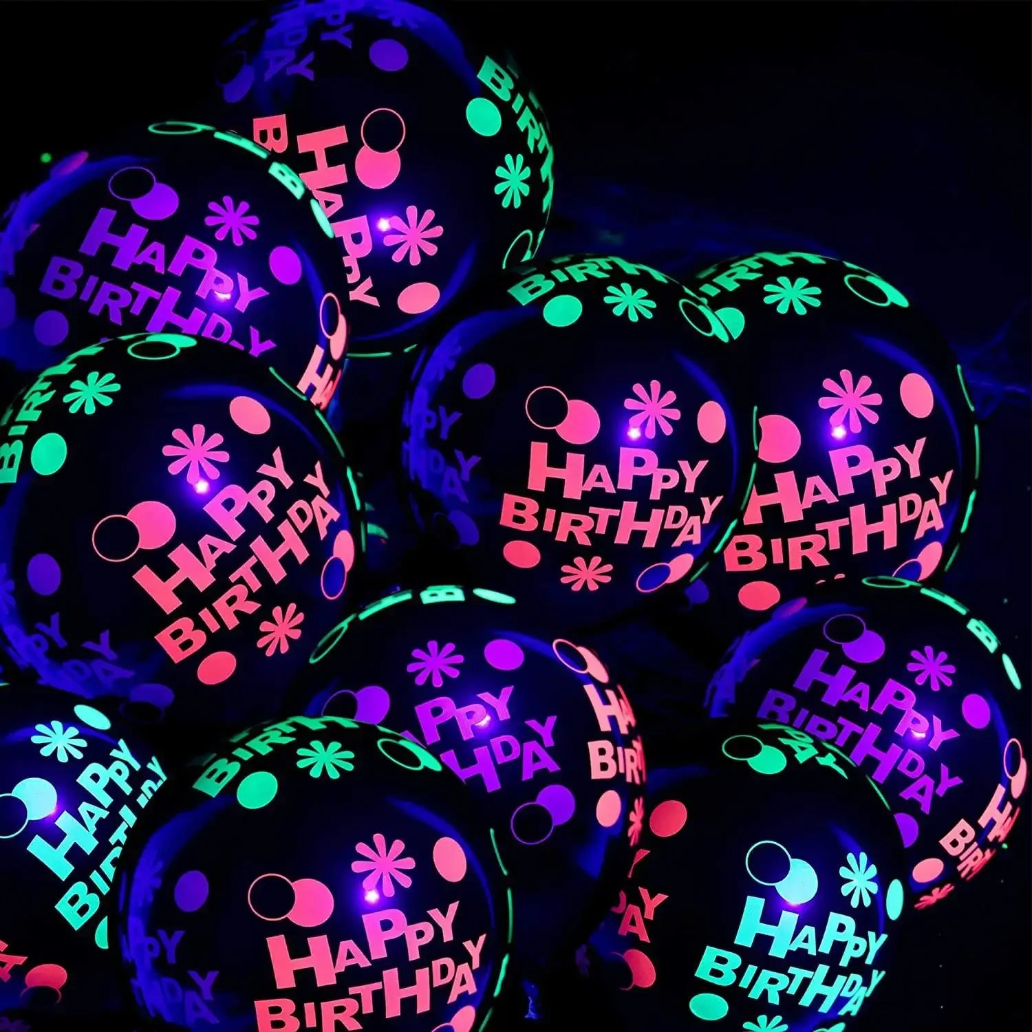 60/10PCS Fluorescent Balloons Glow In The Dark Luminous Dots Latex Balloon For Birthday Wedding Party Decoration Kids Gifts Toys