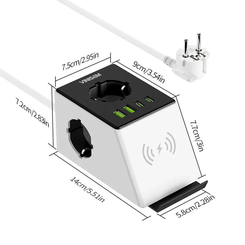 European Standard 3-Hole 7-Position Socket For Wireless Charging Of Mobile Phones Office Small Type-C Usb Fast Charging Socket