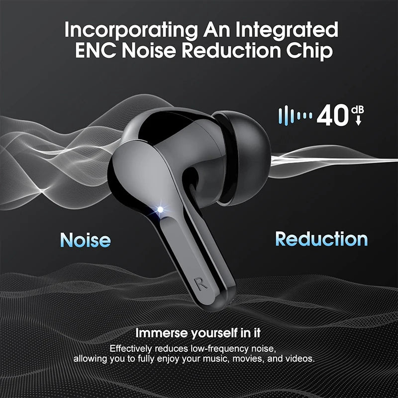 UYUXIO Wireless Earbuds BT5.3 HiFi Stereo Headphones with LED Display ENC Noise Cancelling Mic 48H IP7 Waterproof Earphones