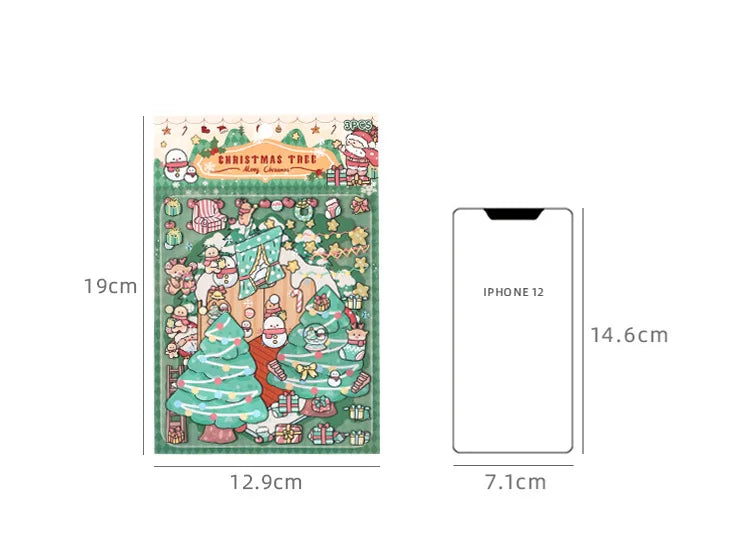 Christmas 3D Scene Stickers - 3pcs Festive Diorama Decals for DIY Journals & Crafts