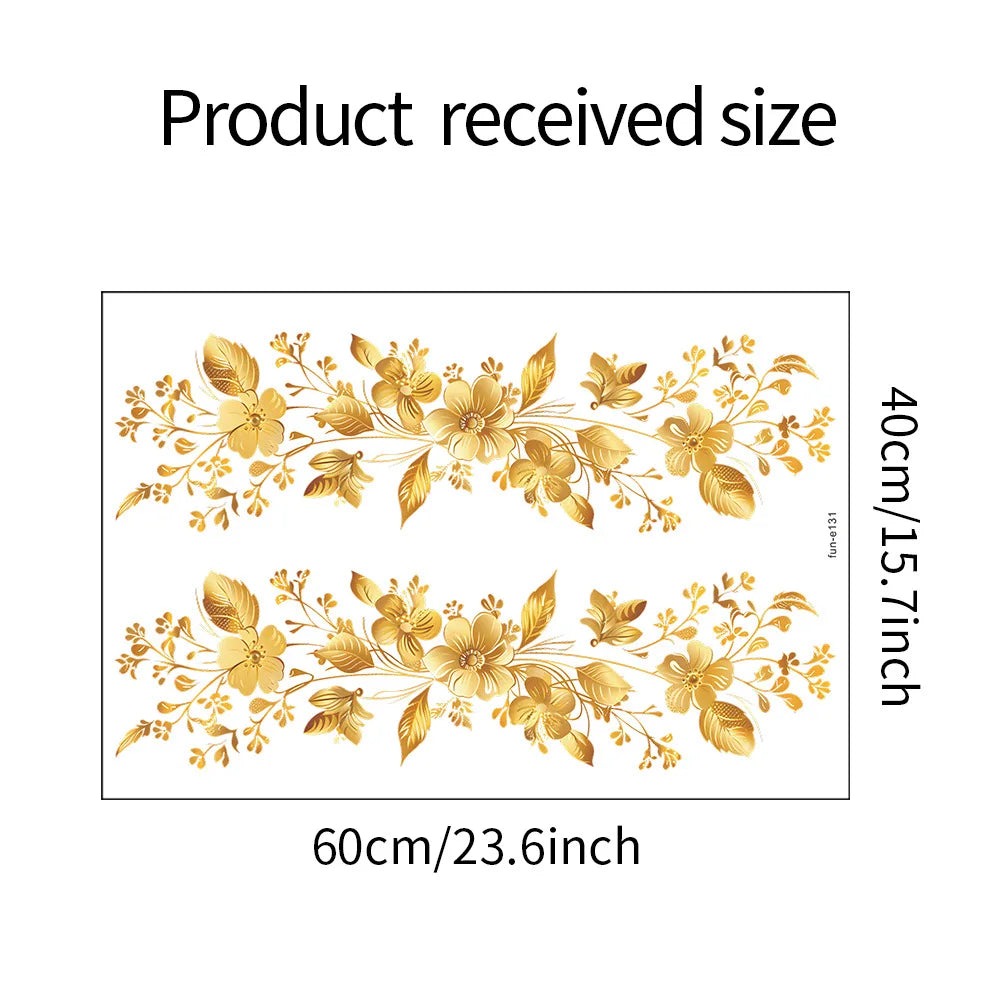 Creative Golden Floral Aesthetic Home Decoration Wallpaper Living Room Modern Art Mural Bedroom Toilet Decal Bathroom Wall Decor