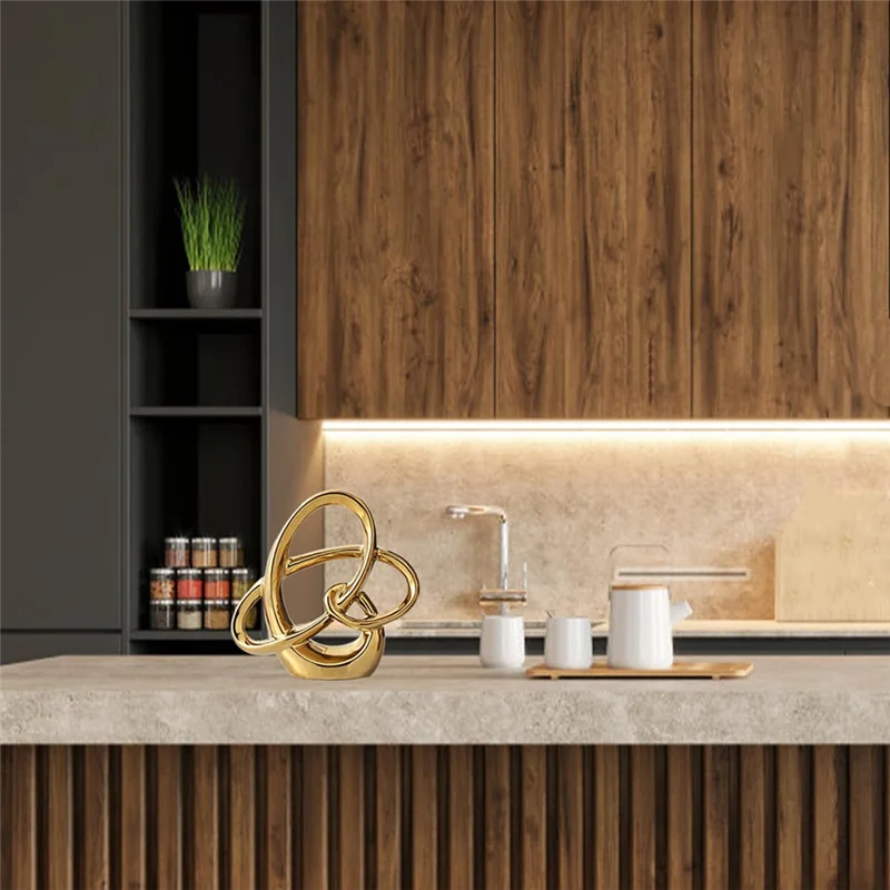 ABYN-Modern Gold Decor  Geometric Sculpture, Abstract Home Accent & Tabletop Figurine