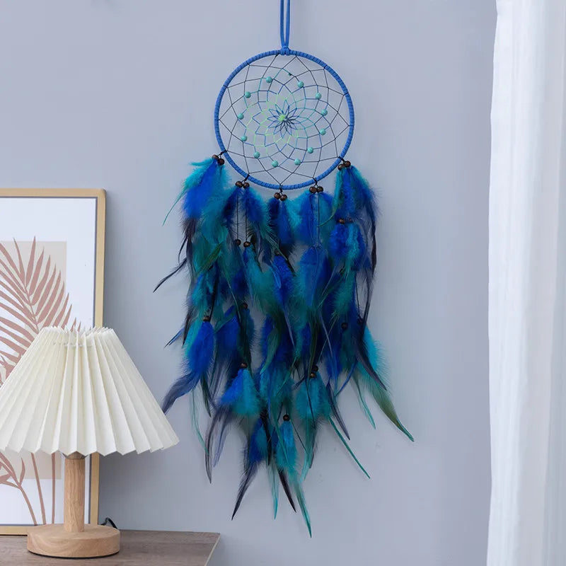 Blue Dream Catcher Hanging Home Decor Feahter Dreamcatcher Catchers Aesthetic Living Girl Room Bedroom Decoration Nordic Style