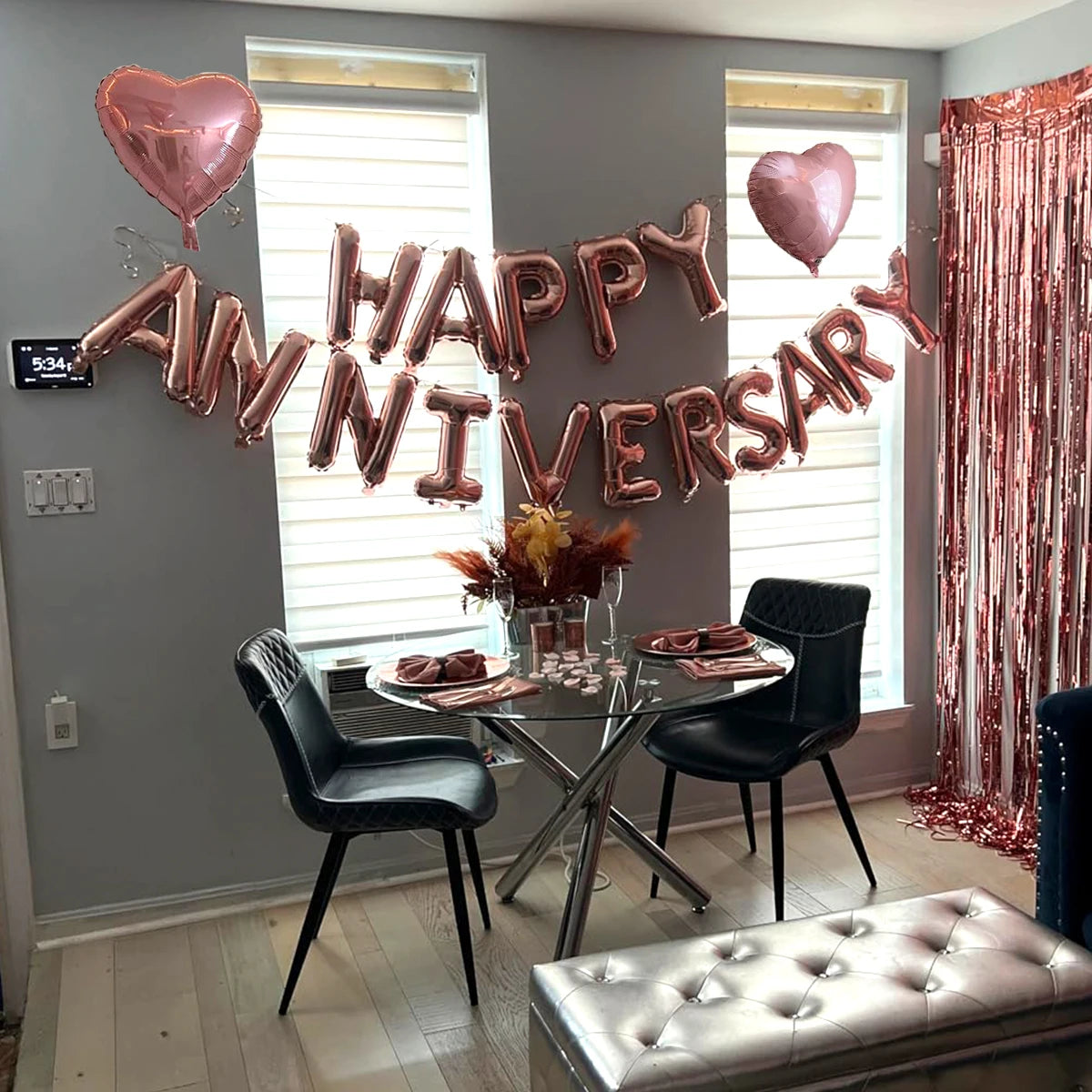 18pcs Happy Anniversary Decorative Balloon Banners, Suitable for Valentine's Day, Anniversary, Romantic Home Decoration