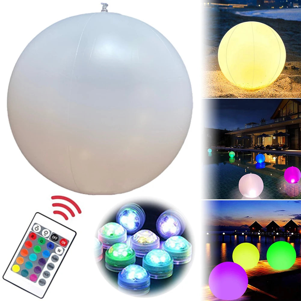Garden Luminous LED Ball 16 Colors Luminous Bouncy Ball Swimming Pool Luminous Inflatable Balloon Beach Wedding Party Decoration