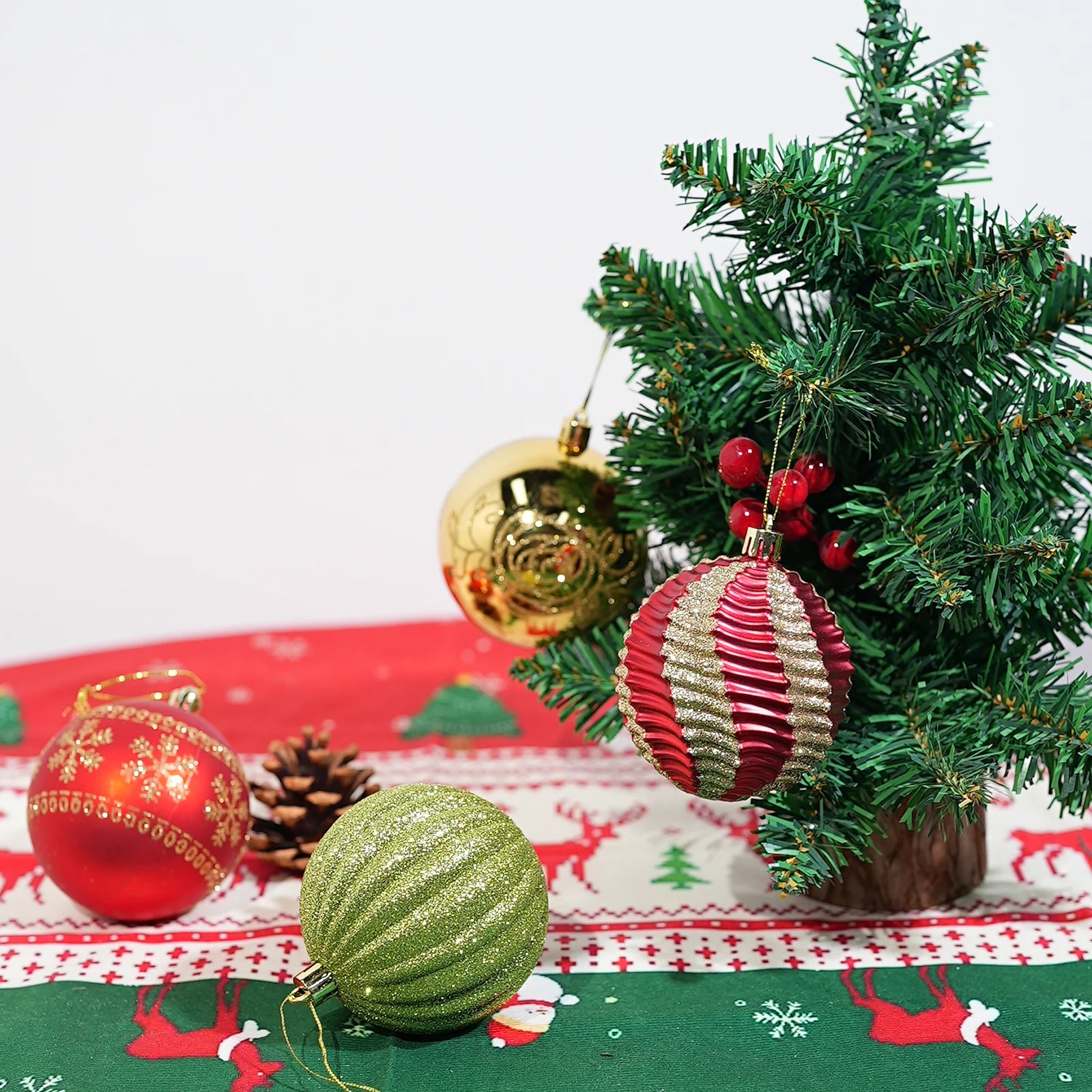 16Pcs Multi-Color - High-Quality - Shiny Decorative Balls - Gorgeous, Ball Ornaments, Tight Patterns and Shapes, Perfect Decorations for the Holidays